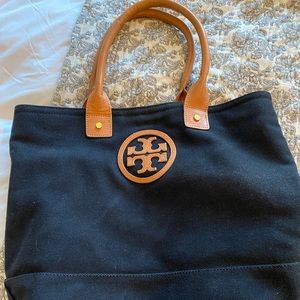 Like new Tory Burch canvas w/ leather trim tote